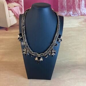 M. Haskell for INC Art Deco Style Black & Gold Bib Statement Necklace NWT